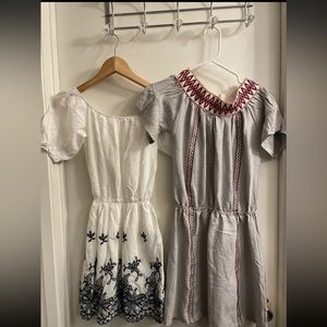Lot of 2 White & Gray Short Sleeve Dresses XS Extra Small NWOT New
